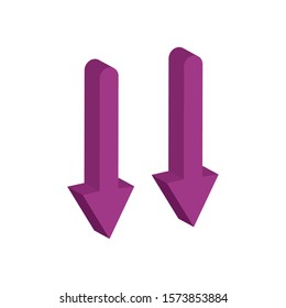 arrows down 3d style icon vector illustration design