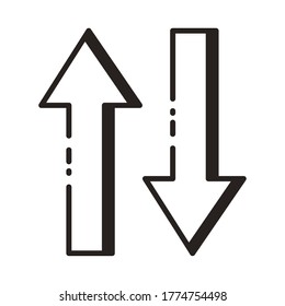 arrows up and down direction line style icon vector illustration design
