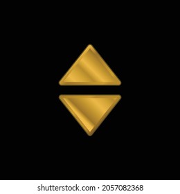Arrows Up And Down Filled Triangles gold plated metalic icon or logo vector