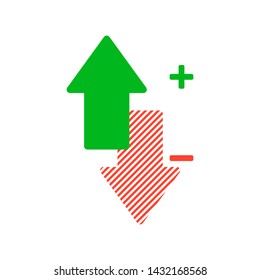 Arrows up and down green and red colors. Isolated on white background. Graphic element. EPS 10