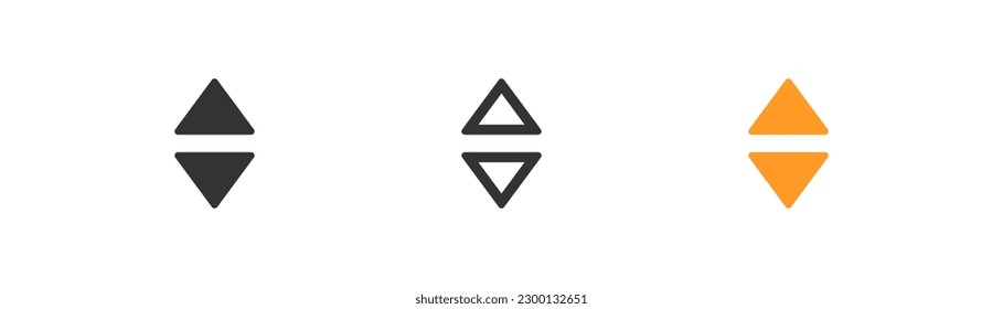 Arrows up and down icon on light background. Elevator symbol. Sort data, ui, scrolling, growth. Outline, flat and colored style. Flat design. Vector illustration.