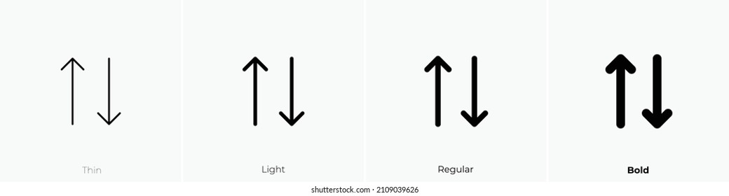 arrows up down icon. Thin, Light Regular And Bold style design isolated on white background