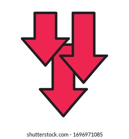 arrows down line and fill style icon vector illustration design
