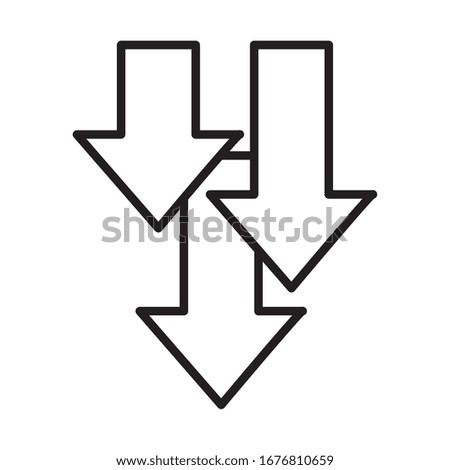 arrows down line style icon vector illustration design