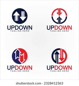 Arrows up down logo icon design template.