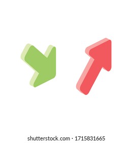 Arrows up down. Vector 3d isometric, color web icon, new flat style. Creative illustration design, isolated graphic idea for infographics.