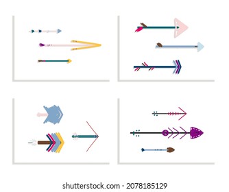 arrows   drawing  colorful vector illustration   set