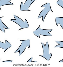 Arrows. Drawn arrows. Seamless pattern of abstract painted direction signs. Vector graphics