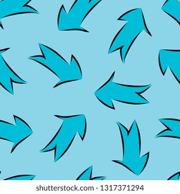 Arrows. Drawn arrows. Seamless pattern of abstract painted direction signs. Vector graphics