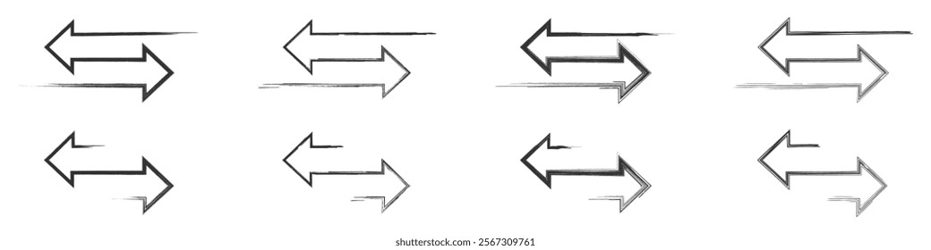 Arrows in dynamic sketch style symbolizing direction or motion.