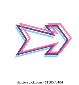 Arrows elegant free style  3d vector on white background and arrow icon
illustration

