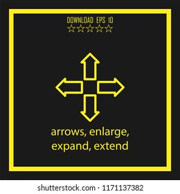 arrows, enlarge, extend  vector icon