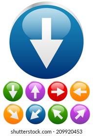 Arrows in every direction on multicolor circles