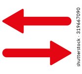 Arrows Exchange Horizontal icon from Primitive Set. This isolated flat symbol is drawn with red color on a white background, angles are rounded.