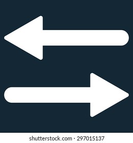 Arrows Exchange Horizontal icon from Primitive Set. This isolated flat symbol is drawn with white color on a dark blue background, angles are rounded.