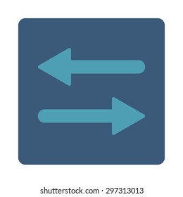 Arrows Exchange Horizontal icon from Primitive Buttons OverColor Set. This rounded square flat button is drawn with cyan and blue colors on a white background.