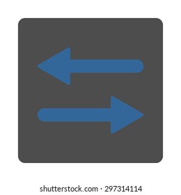 Arrows Exchange Horizontal icon from Primitive Buttons OverColor Set. This rounded square flat button is drawn with cobalt and gray colors on a white background.