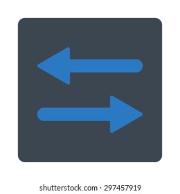 Arrows Exchange Horizontal icon from Primitive Buttons OverColor Set. This rounded square flat button is drawn with smooth blue colors on a white background.