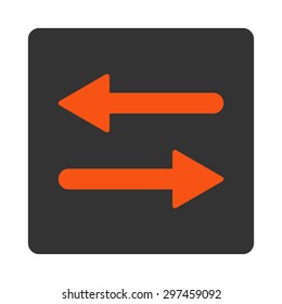 Arrows Exchange Horizontal icon from Primitive Buttons OverColor Set. This rounded square flat button is drawn with orange and gray colors on a white background.