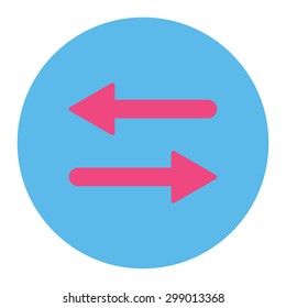 Arrows Exchange Horizontal icon from Primitive Round Buttons OverColor Set. This round flat button is drawn with pink and blue colors on a white background.