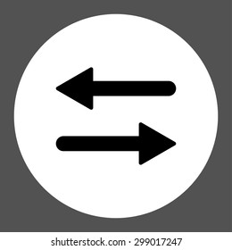 Arrows Exchange Horizontal icon from Primitive Round Buttons OverColor Set. This round flat button is drawn with black and white colors on a gray background.