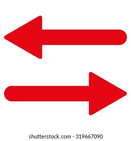 Arrows Exchange Horizontal icon from Primitive Set. This isolated flat symbol is drawn with red color on a white background, angles are rounded.