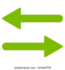 Arrows Exchange Horizontal icon from Primitive Set. This isolated flat symbol is drawn with eco green color on a white background, angles are rounded.