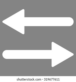 Arrows Exchange Horizontal icon from Primitive Set. This isolated flat symbol is drawn with white color on a gray background, angles are rounded.