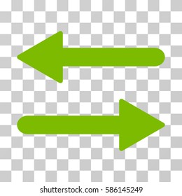 Arrows Exchange Horizontal vector icon. Illustration style is flat iconic eco green symbol on a transparent background.