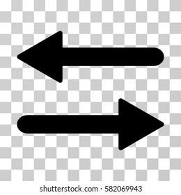 Arrows Exchange Horizontal vector pictograph. Illustration style is flat iconic black symbol on a transparent background.