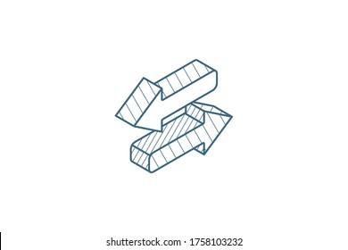 Arrows Exchange isometric icon. 3d vector illustration. Isolated line art technical drawing. Editable stroke