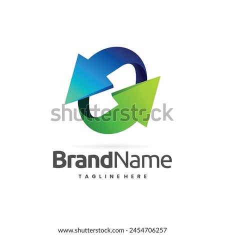 arrows exchange logo, up and down arrow logo design concept