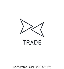 Movimiento de intercambio de flechas. Comercio. Icono lineal vectorial aislado en fondo blanco.