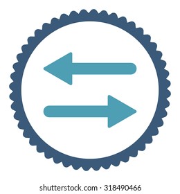 Arrows Exchange round stamp icon. This flat vector symbol is drawn with cyan and blue colors on a white background.