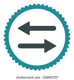 Arrows Exchange round stamp icon. This flat vector symbol is drawn with soft blue colors on a white background.