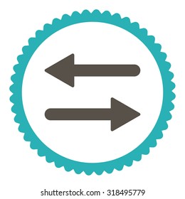Arrows Exchange round stamp icon. This flat vector symbol is drawn with grey and cyan colors on a white background.