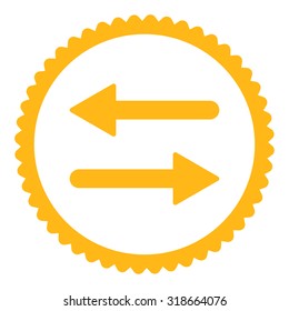 Arrows Exchange round stamp icon. This flat vector symbol is drawn with yellow color on a white background.