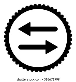Arrows Exchange round stamp icon. This flat vector symbol is drawn with black color on a white background.