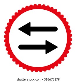 Arrows Exchange round stamp icon. This flat vector symbol is drawn with intensive red and black colors on a white background.