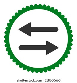 Arrows Exchange round stamp icon. This flat vector symbol is drawn with green and gray colors on a white background.