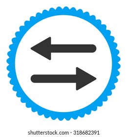 Arrows Exchange round stamp icon. This flat vector symbol is drawn with blue and gray colors on a white background.