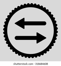 Arrows Exchange round stamp icon. This flat vector symbol is drawn with black color on a light gray background.