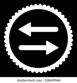 Arrows Exchange round stamp icon. This flat vector symbol is drawn with white color on a black background.