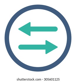 Arrows Exchange vector icon. This rounded flat symbol is drawn with cobalt and cyan colors on a white background.