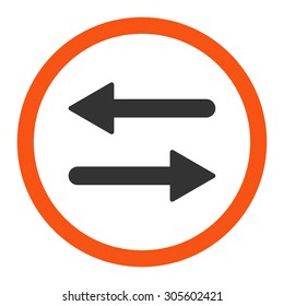 Arrows Exchange vector icon. This rounded flat symbol is drawn with orange and gray colors on a white background.