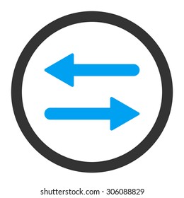 Arrows Exchange vector icon. This rounded flat symbol is drawn with blue and gray colors on a white background.