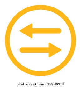 Arrows Exchange vector icon. This rounded flat symbol is drawn with yellow color on a white background.