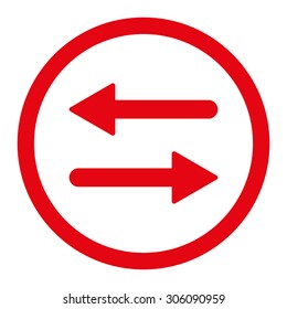Arrows Exchange vector icon. This rounded flat symbol is drawn with red color on a white background.