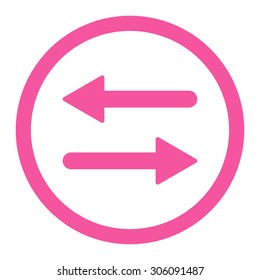 Arrows Exchange vector icon. This rounded flat symbol is drawn with pink color on a white background.
