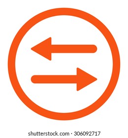 Arrows Exchange vector icon. This rounded flat symbol is drawn with orange color on a white background.